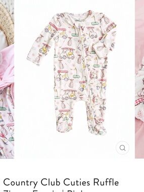 Caden Lane Country Club Cuties Ruffle Zip One-Piece and matching bow